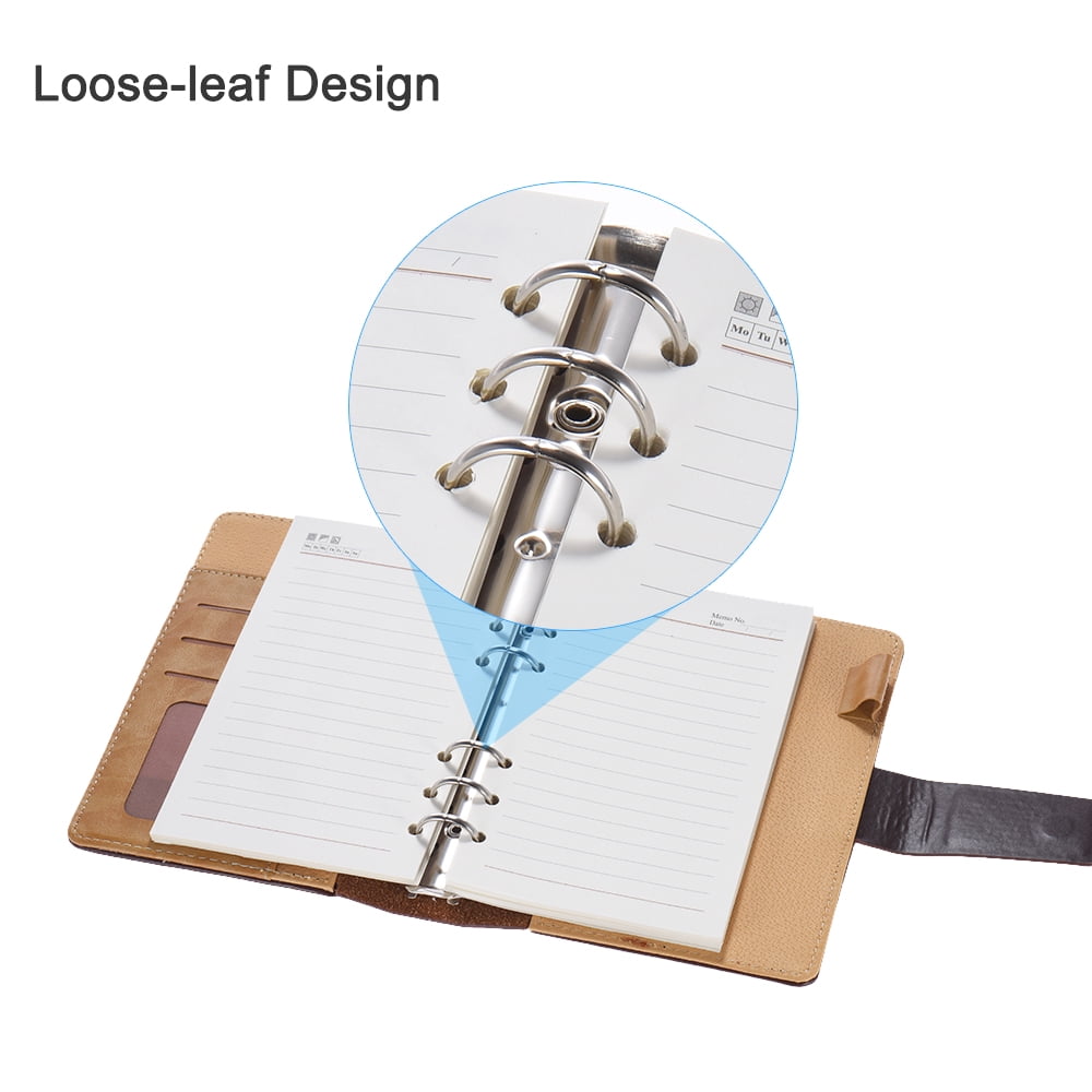 A6 PU Loose-leaf Spiral Notebook Binder Business Planner ...