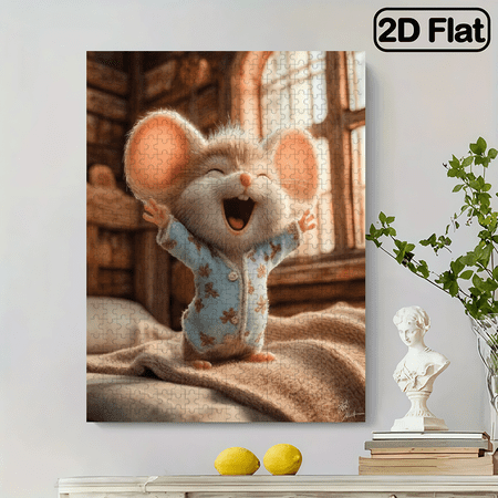 500 pieces of "The Waking Mouse" paper jigsaw puzzle, DIY home decoration puzzle, designed for birthdays, Halloween, Thanksgiving, Easter and other occasions for family fun puzzles
