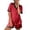 B1_dark Red, variant on Ekouaer Womens Silk Satin Pajama Set Short Sleeve PJs 2 Piece Button Down Top and Shorts Soft Sleepwear
