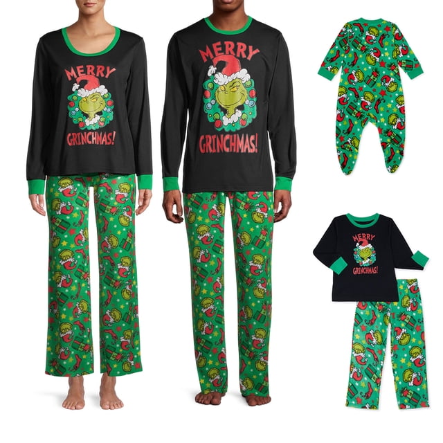 Conjunto de pijama familiar de 2 piezas con cuello redondo y estampado de dinosaurio, traje diario Kuymtek Negro niño 8-9 años