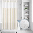 thumbnail image 3 of No Hook Shower Curtain, Beige Striped Shower Curtains for Bathroom with See Through Top Window, Vintage Geometric Minimalist Lines Waterproof & Washable Bath Curtain Narrow 54"x78", 3 of 9