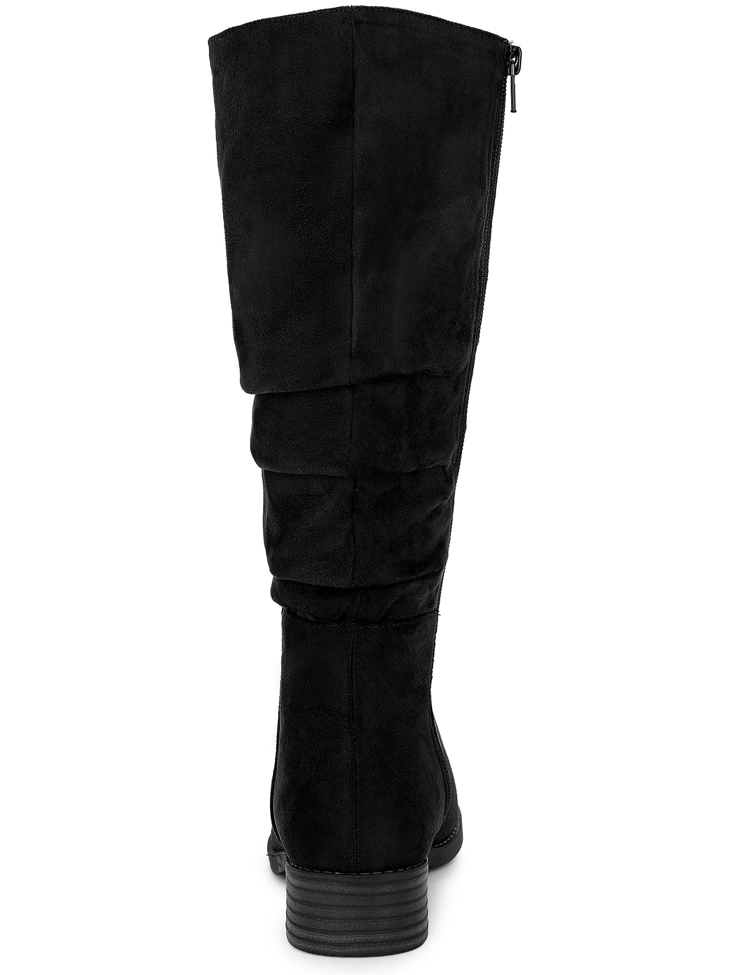 DARING DIVA Women's Round Toe Slouches Block Heels Knee High Boots Black 6