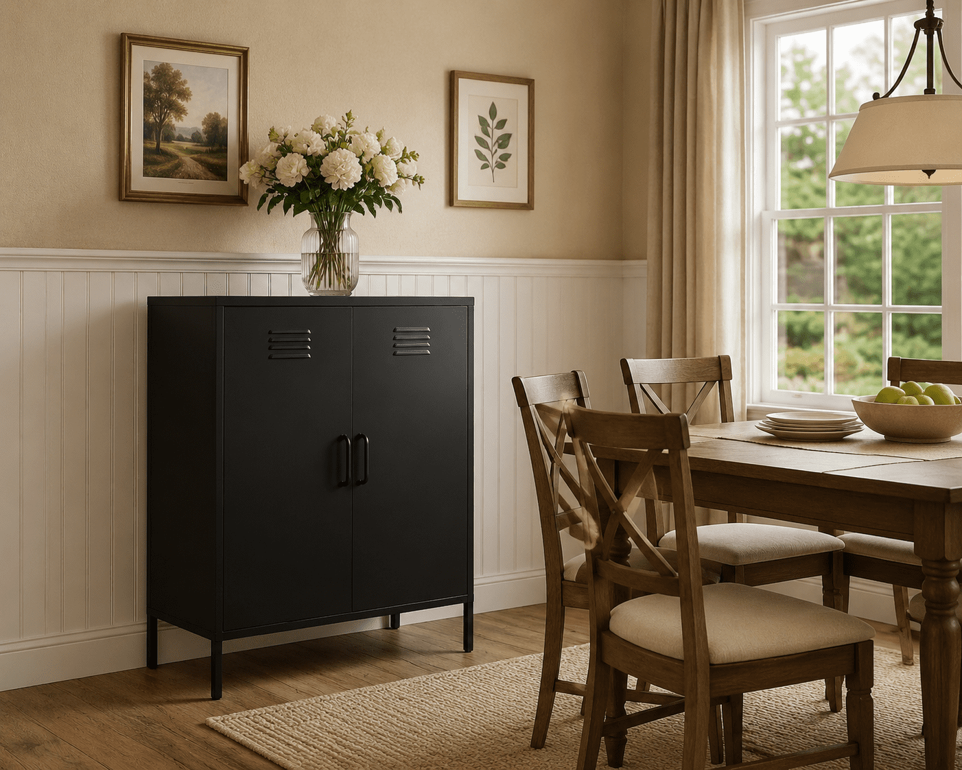 Leumius Metal Sideboard Buffet Cabinet with Storage,40"H Accent Cabinets with Adjustable Shelf,Kitchen Pantry Cabinet for Dining Room,Living Room,Black