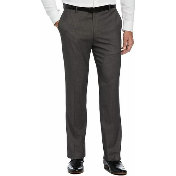 Savane Men's Big & Tall Flat Front Performance No Iron Gabardine Dress Pants with Extendable Waistband