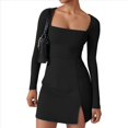 thumbnail image 1 of Vestido con Escote Cuadrado, Color Negro, Talla L, 1 of 7