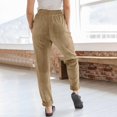 thumbnail image 4 of FAIWAD Corduroy Pants for Women Elastic High Waist Drawstring Straight Pants Loose Comfy Trousers with Pockets, 4 of 7