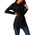 thumbnail image 4 of INSPIRE CHIC Women's Long Sleeve Cowl Neck Asymmetrical Hem Tunic Tops with Pockets Black S, 4 of 4