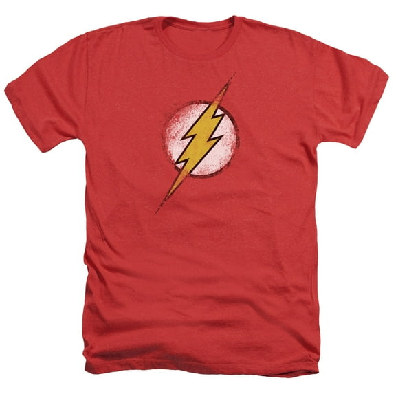 Jla - Destroyed Flash Logo - Heather Short Sleeve Shirt - Medium