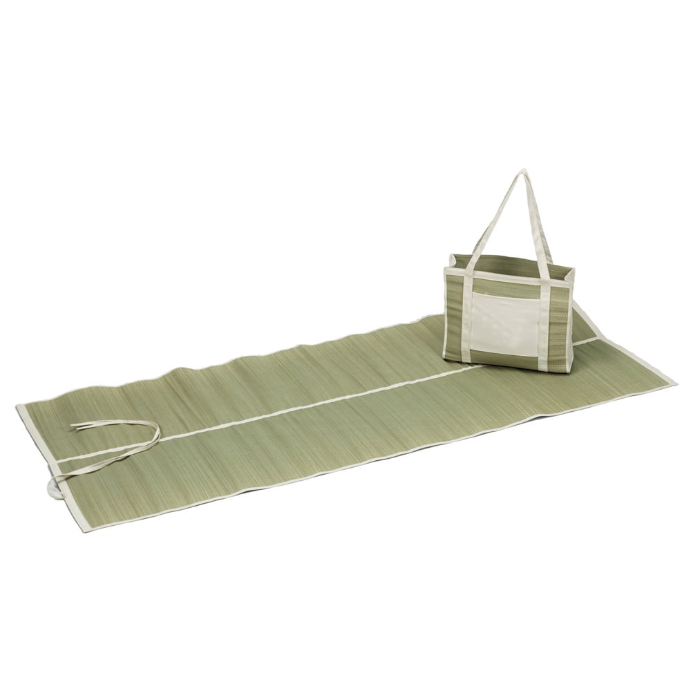 GREEN ECOLLECTION STRAW TOTE WITH MAT