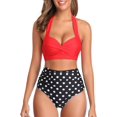 thumbnail image 1 of Traje de baño de bikini Vintage Collect para mujer, conjunto de dos piezas de cintura alta con volantes y pantalones de bikini con volantes y cordones, par con traje de baño 3/4, 1 of 6