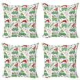 thumbnail image 1 of Cars Throw Pillow Cushion Case Pack of 4, Noel New Year Celebrations Christmas Composition with Green Cars Santa Hats, Modern Accent Double-Sided Print, 4 Sizes, Lime Green Scarlet, by Ambesonne, 1 of 6