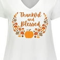 thumbnail image 4 of Inktastic Thankful and Blessed Pumpkin and Fall Leaves Women's Plus Size V-Neck T-Shirt, 4 of 5