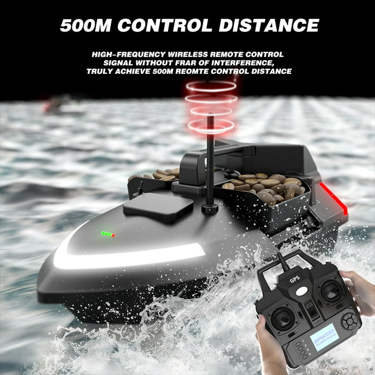 Dadypet Remote control boat,Cruise/Return/Route Turn Bait Boat Dual Motor  Fish Support Boat 500m Remote Boat HUIOP Bait Dazzduo 