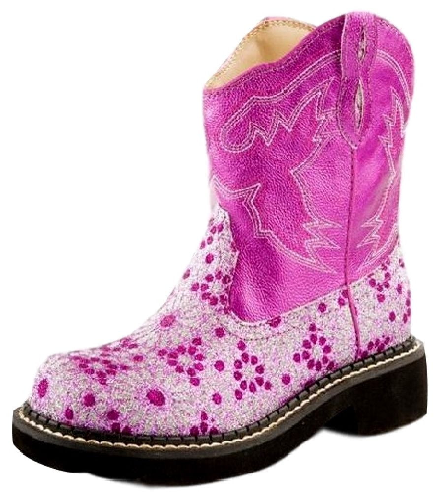 Roper Western Boots Girls Chunk Bling Floral Pink 0901815310837 PI