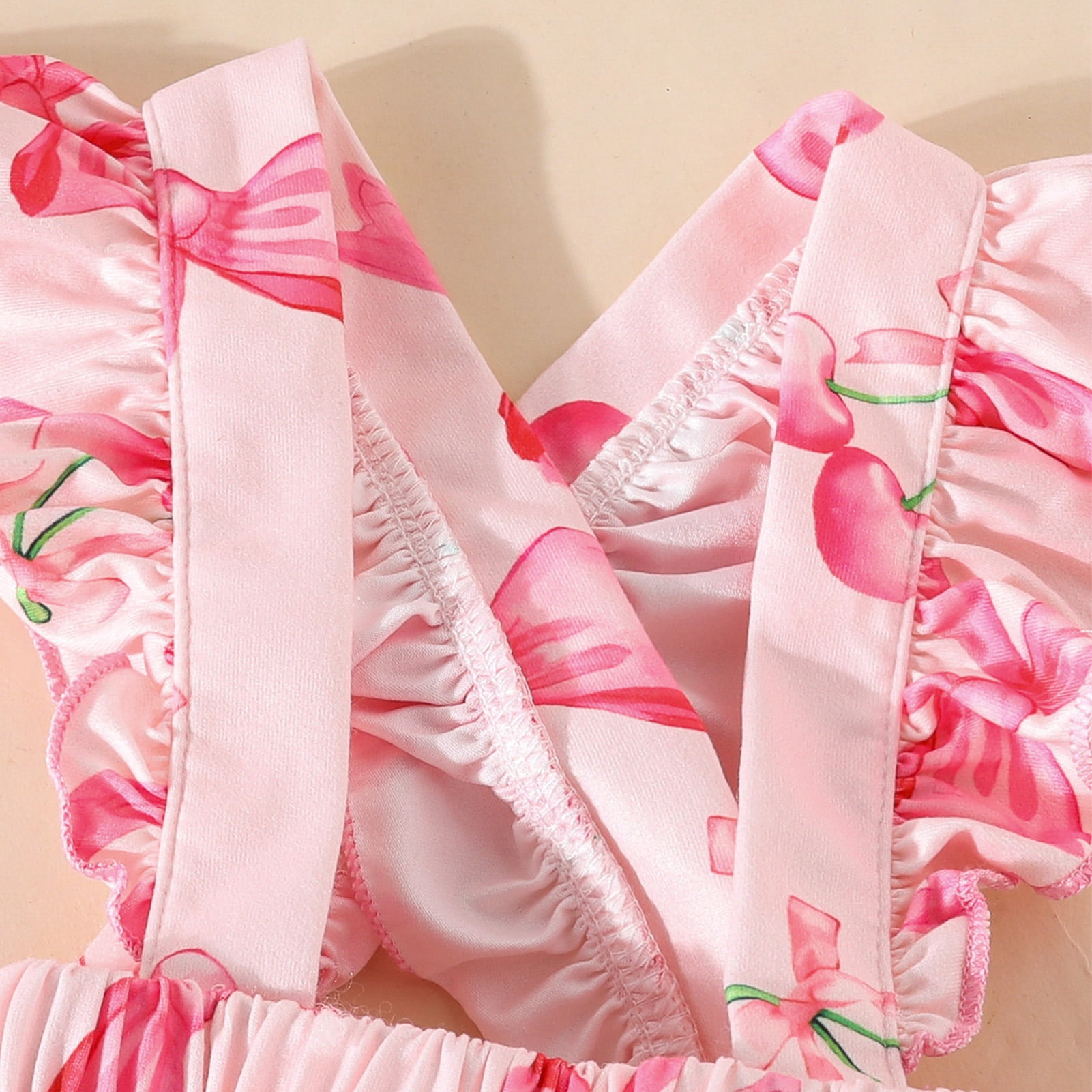 IWEMEK Newborn Baby Girl Clothes Ruffle Long Sleeve Romper Pink Bowknot Skirt 3 Pieces Fall Outfit Sets Size 12-18M