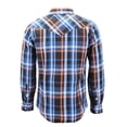 thumbnail image 2 of Men’s Western Pearl Snap Button Down Casual Long Sleeve Plaid Cowboy Shirt (#5 Orange/Blue, L), 2 of 3