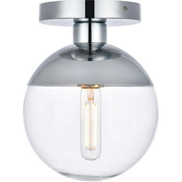 Living District LD6053C Eclipse 1 Light Flush Mount Ceiling Light with Clear Glass, Chrome