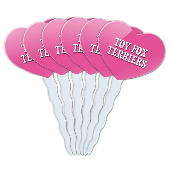 Toy Fox Terriers Heart Love Cupcake Picks Toppers - Set of 6