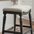 thumbnail image 4 of Linon Hayes Big & Tall 27" Padded Saddle Seat Counter Stool in Gray Rubberwood, 4 of 9