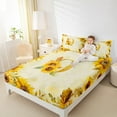 thumbnail image 4 of jejeloiu Blossoming Sunflower Flowers Bed Sheets,Country Flower Print King Sheets,First Letter O Sheet Set For Girls,Super Cozy Room Decor,4-Piece, 4 of 7