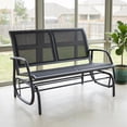 thumbnail image 6 of Zateety 2-Person Outdoor Glider Bench, Patio Double Swing Rocking Chair with Sling Fabric, Powder Coated Steel Frame Loveseat for Backyard Garden Porch – Black, 6 of 10