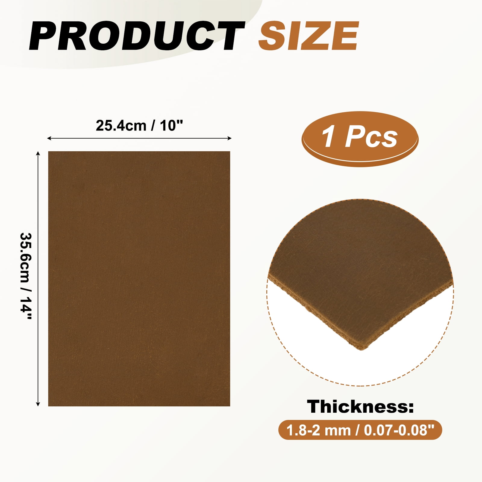 Uxcell Genuine Leather Sheets, 10" x 14" 4-5 oz (1.8-2mm) Thick Full Grain Leather Sheet Tooling Precut for Carving Engraving Molding Embossing Stamping, Yellow Brown