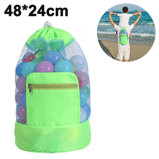 Bolsa de playa de malla Bolsa grande para juguetes de playa de arena Mochila duradera Natación y piscina Juguetes para niños Bolas Bolsas de almacenamiento con cordón, juguetes no incluidos MFZFUKR 220999-1