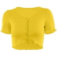 thumbnail image 1 of Tank Crop Tops Y2K Women Button Knitted Short Sleeve - Yellow, 1 of 2