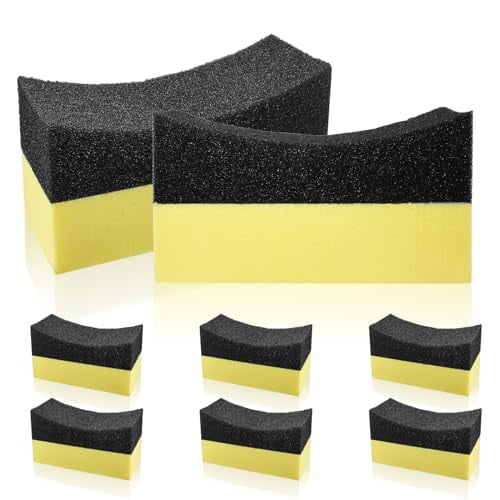 8 Pcs Tire Contour Dressing Applicator Pads Tire Dressing Shine Sponge,Color Polishing Sponge Wax Buffing Pads for Car Class & Painted Steel & Porcelain