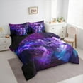 thumbnail image 3 of jejeloiu Safari Wolves 7-Piece Bedding Comforter Set,Jungle Wildlife King Bedding Sets,Purple Starry Sky Bed Sheets For Kids Teens,Super Cozy Room Decor Reversible, 3 of 8