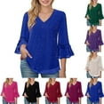 thumbnail image 7 of Fmbrln Womens Elegant Glitter Blouse Ruffle 3/4 Sleeve V Neck Shiny Party Blouse Fashion Casual Mesh Breathable Dressy Shirts Tops, 7 of 7