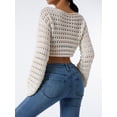 thumbnail image 6 of Fiomva Women Hollow Out Crochet Knit Crop Top Color Block Pullover Jumper Tops Loose Patchwork Shirts 90S Streetwear, 6 of 9
