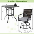thumbnail image 3 of Costway 3 Pieces Outdoor Swivel Bar Set,High Top Patio Bar Table and Rattan Wicker Chair, 3 of 9