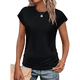 thumbnail image 3 of Camiseta de Corta con Cuello Redondo y Fruncido para Mujer, Color Negro, Talla XXL, 3 of 8