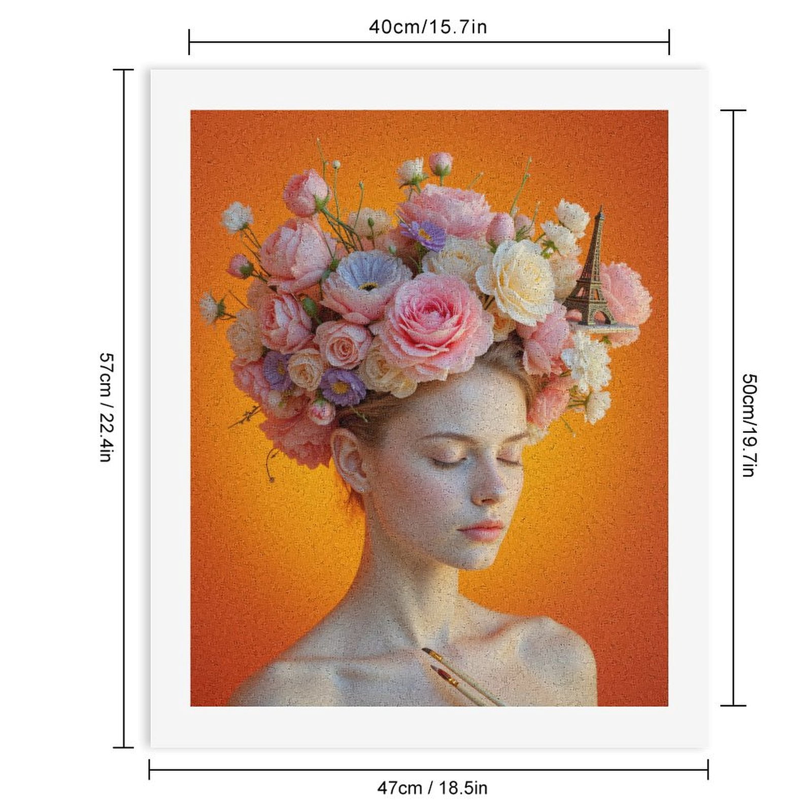 Paint By Numbers Kit for Adults Beginner - Floral Crown Art Orange Background DIY Canvas Painting Kits for Adults, Frameless Paint By Number for Adults for Home Wall Decor 16x20 Inch