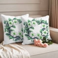 thumbnail image 2 of Green White Gardenia Pillow Covers 2 Pack Spring Watercolor Green Floral Wreath Flower Leaf Pillowcase Waterproof Outdoor Throw Pillow Cover for Patio Garden Square Cushion 24”x24”, 2 of 9