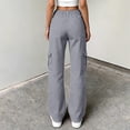 thumbnail image 5 of Women's Lightweight Cargo Pants High Waisted Straight Leg Outdoor Utility Trousers Light Gray XS, 5 of 6