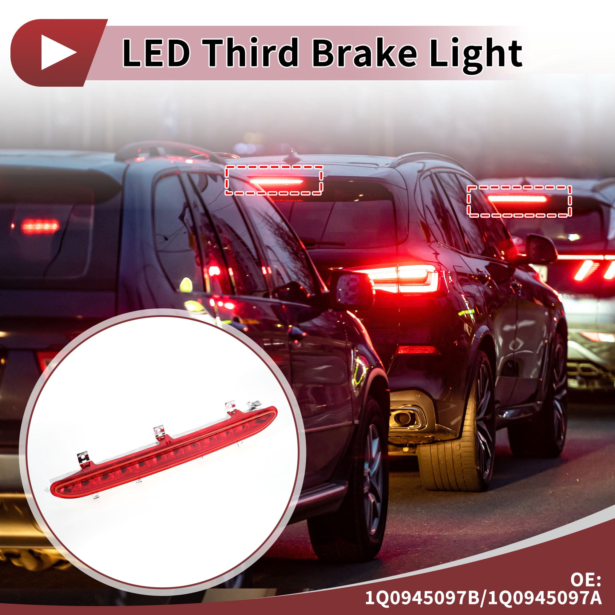 Unique Bargains LED Third Brake Light for VW EOS 2006-2016 Red