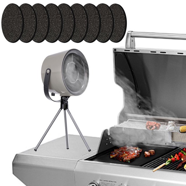 Campana Extractora Portátil para Exteriores Campana Extractora Pequeña para Interiores Barbacoa Mesa Campana Extractora Viento (gris Oscuro) Campana Extractora + 10 Filtros