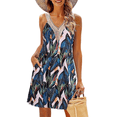 thumbnail image 3 of Vestidos de Verano para Mujer, de Playa, con Encaje, Escote en V, Informales, Estampado Tropical, Sin Mangas, Cortos. Verde L, 3 of 7