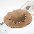 thumbnail image 1 of Women Solid Color Big Straw Hat Sun Floppy Wide Hats Beach Cap With Flower Hat, 1 of 2