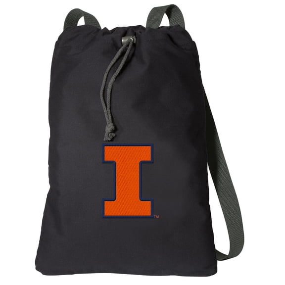 Canvas Illini Backpack Natural Cotton University of Illinois Cinch Bag Lined and with Wide Straps