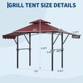 thumbnail image 4 of 8x5 FT Heavy‑Duty Grill Gazebo, Double‑Tier Vented BBQ Shelter with Adjustable Dual Side Awnings, Steel Frame, LED Lights, Shelves & Hooks for Backyard Patio, 4 of 9