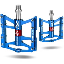 Rockbros Mountain Bike Pedals, Alloy Platform Bicycle Pedals, Blue 4 Bearings