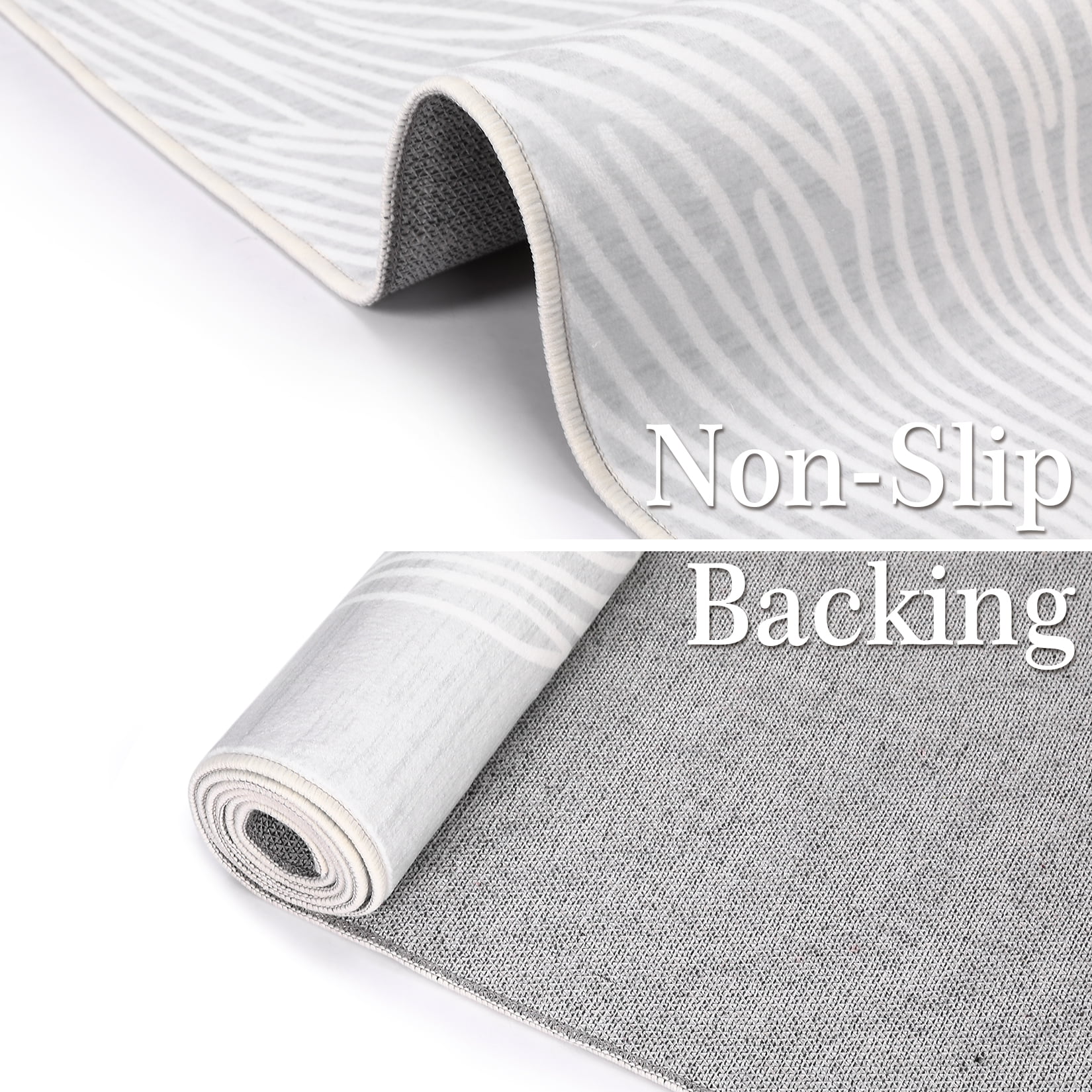 HOMERRY Washable Area Rug 5' x 7' Abstract Carpet for Living Room Non-Slip Room Decor Floor Cover, Gray