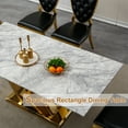 thumbnail image 4 of 70" Marble Dining Table for 6-8 People, Modern Rectangle Faux Marble Kitchen Table with Mirrored Finish Stainless Steel Base, Dining Room Table for Home, Kitchen, Apartment (Style 1: Gray & Gold), 4 of 8