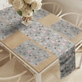 thumbnail image 2 of Ambesonne Zoo Table Runner & Placemats, Giraffes in Bowtie, Placemat 4 pcs + Runner 14"x72", Dust Rose Charcoal Grey, 2 of 2