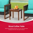 thumbnail image 4 of 3-Piece Patio Bistro Set Acacia Wood Outdoor Chat Conversation Table Chair Set Outdoor Wood Chat Set with Water Resistant Cushions and Coffee Table for Beach Backyard Garden,Blue Cushion, 4 of 8