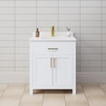 thumbnail image 2 of Wyndham Collection Beckett 30" Wood Single Bathroom Vanity in White/Brushed Gold, 2 of 6