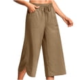 thumbnail image 2 of ameIAEA Womens Wide Leg Capri Pants Elastic Waist Drawstring Cropped Trousers with Pockets, 2 of 7